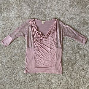 Buckle Quarter Length Cowl Neck Top